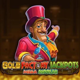 Gold Factory Jackpots Mega Moolah slot visual from Aurum Signature Studios available on wildhubs.ca